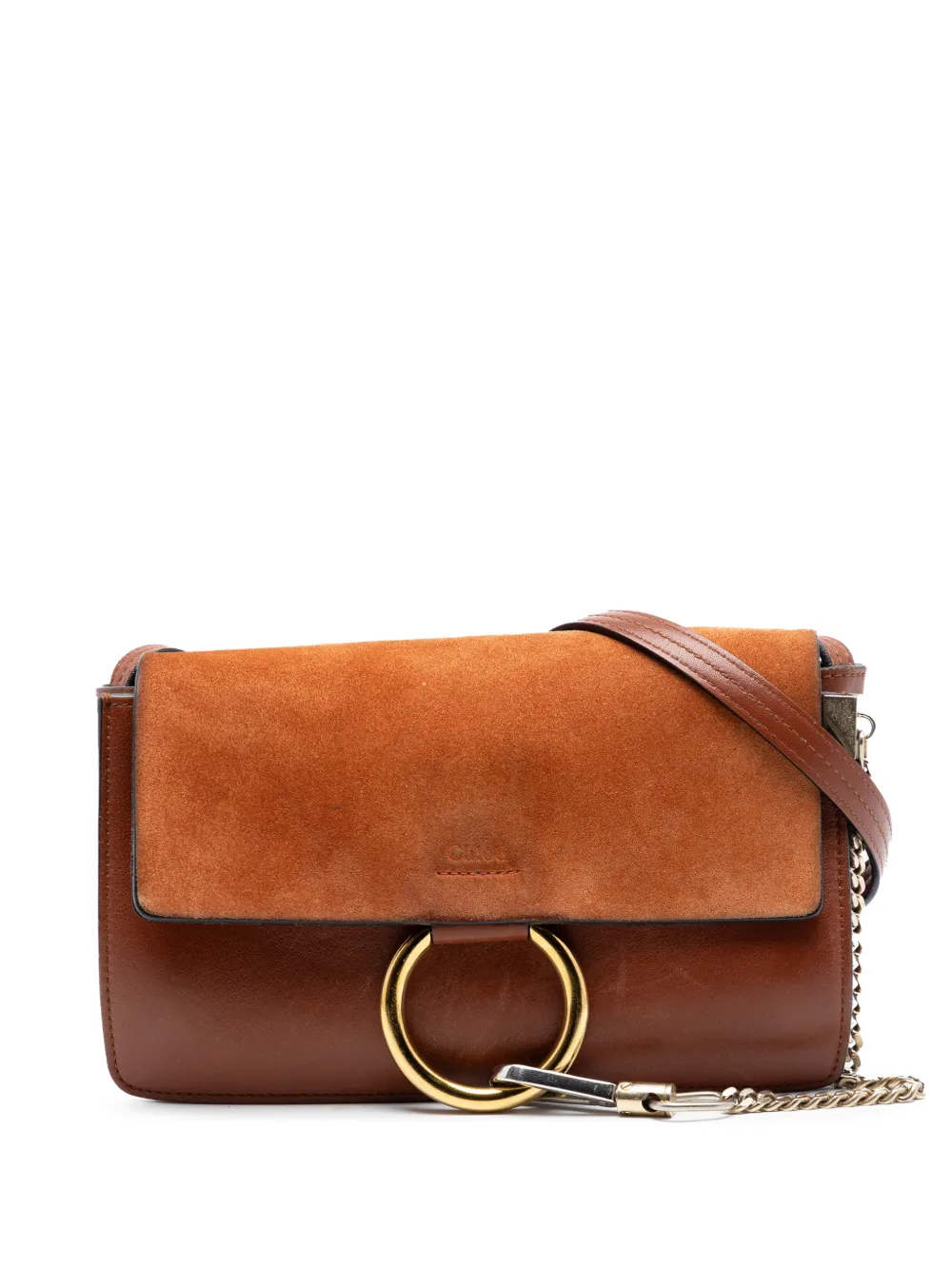 Chloé Pre-Owned 2020 Small Suede and Calfskin Faye crossbody bag - Marrone