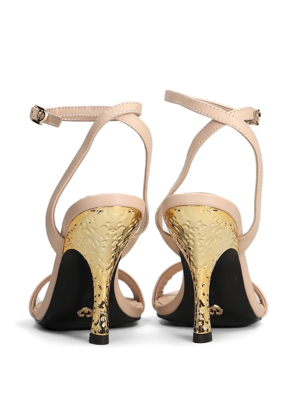 Gold & Rouge Biscuit stiletto sandalen met gehamerd effect Beige