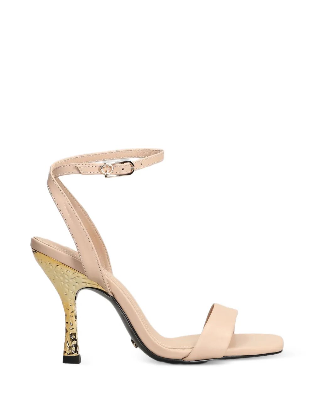 Gold & Rouge Biscuit stiletto sandalen met gehamerd effect Beige