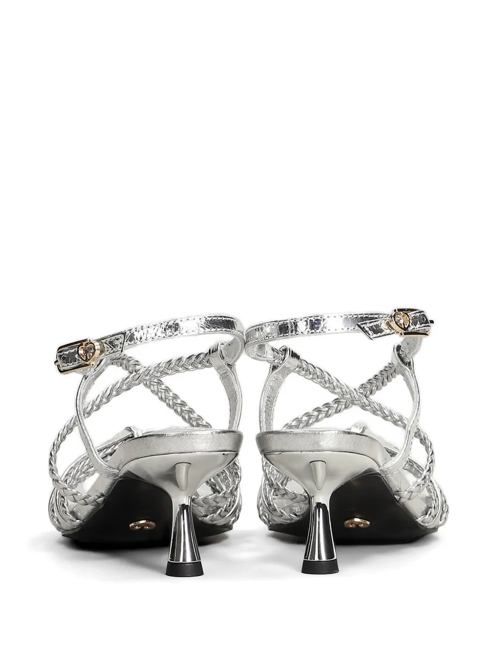Gold & Rouge Flapi-M gevlochten metallic sandalen Zilver