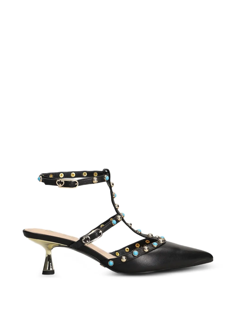 Gold & Rouge Glossy stud-embellished pumps