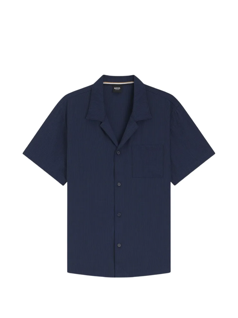 BOSS seersucker camp-collar shirt - Blu