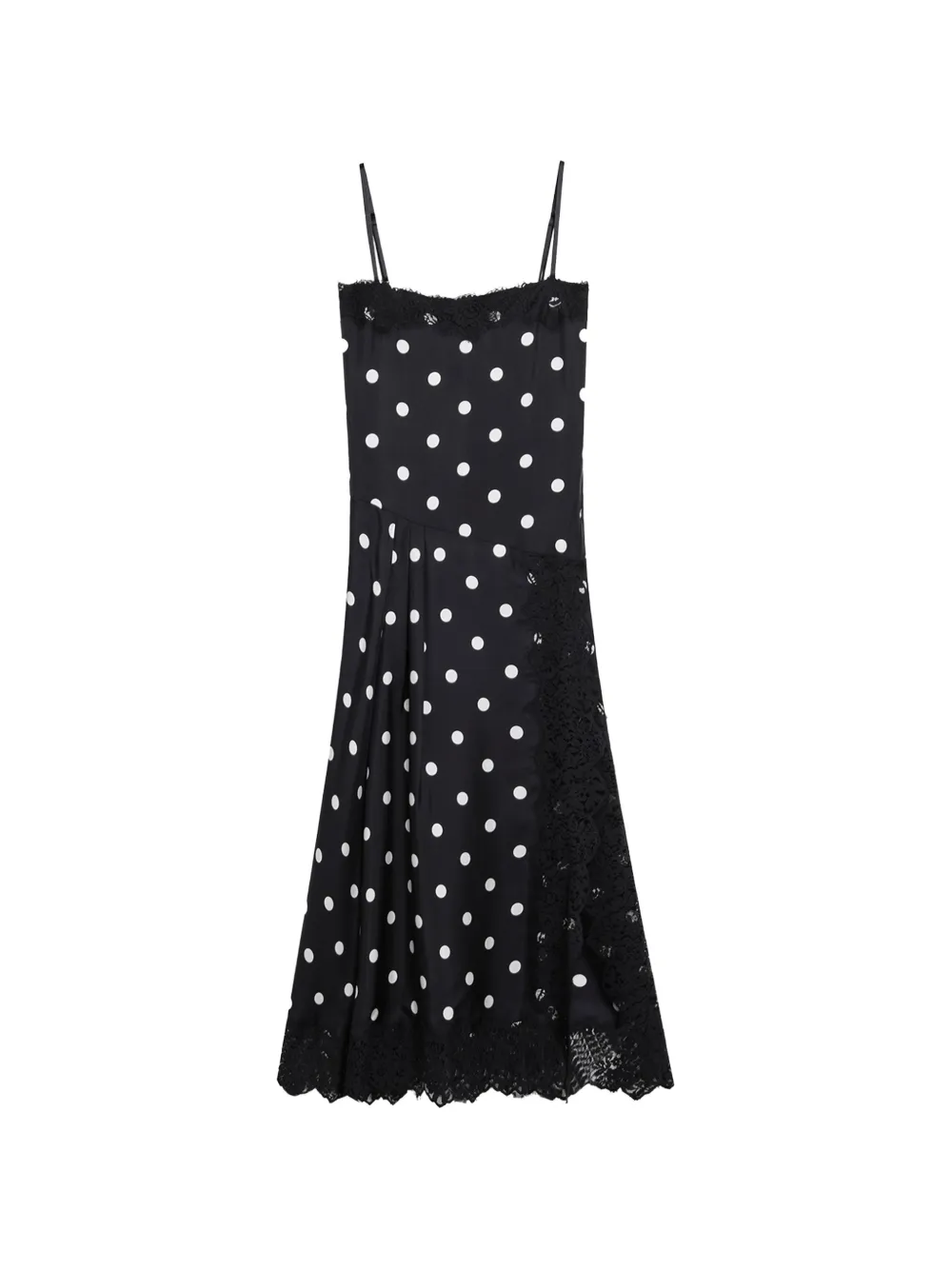 Sportmax polka-dot lace-trim midi dress - Nero