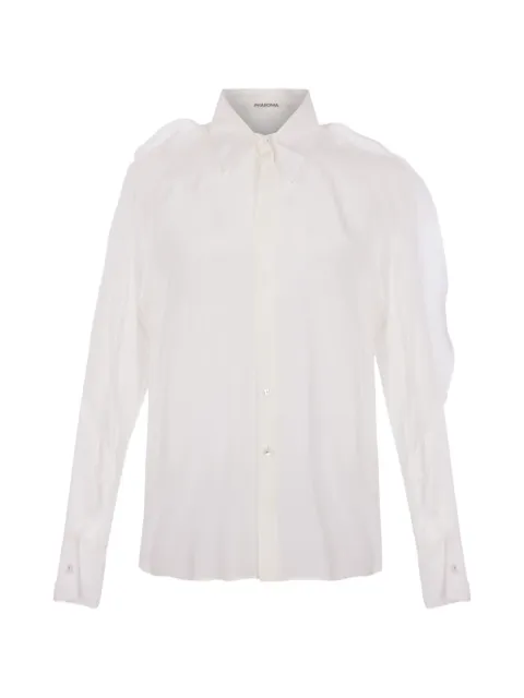 phaeonia camisa de seda con volantes en los hombros