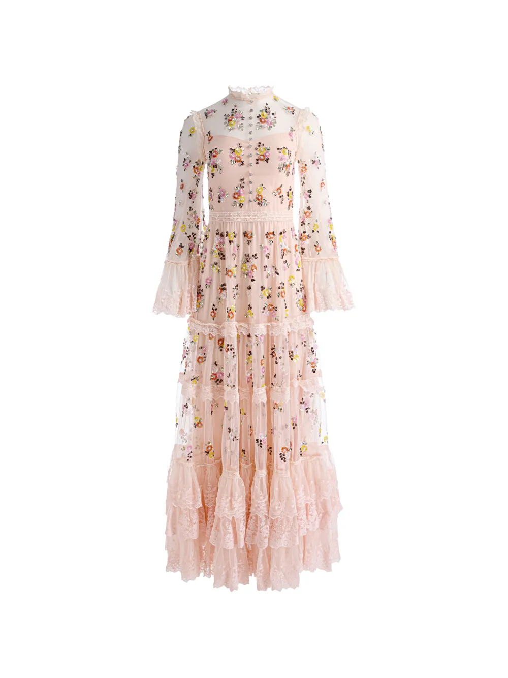 alice + olivia Allegra ruffled lace-trim maxi dress - Pink