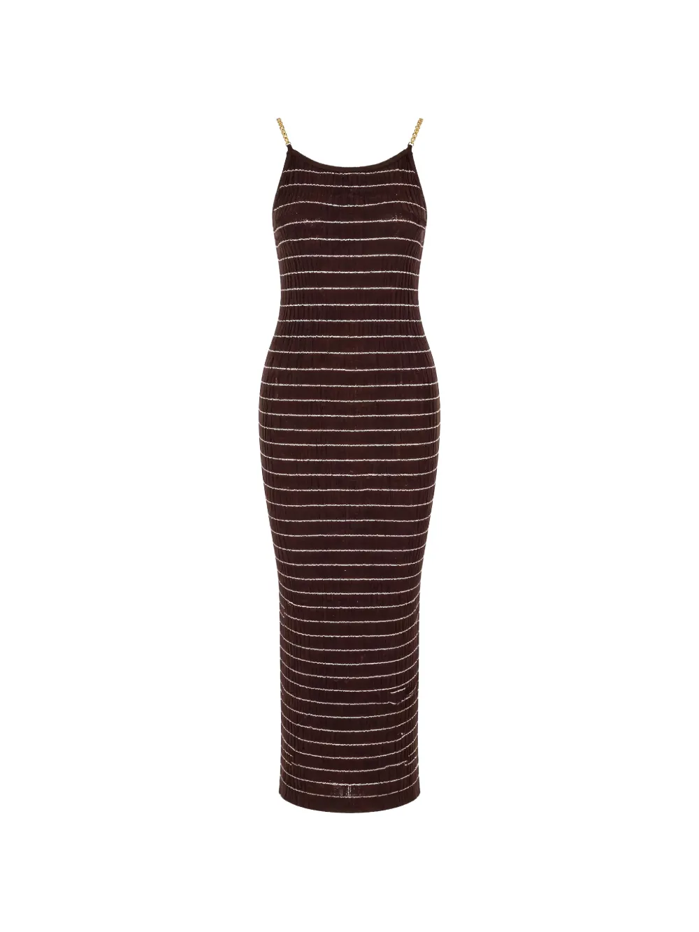 Elisabetta Franchi stripe-pattern chain-strap maxi dress - Marrone