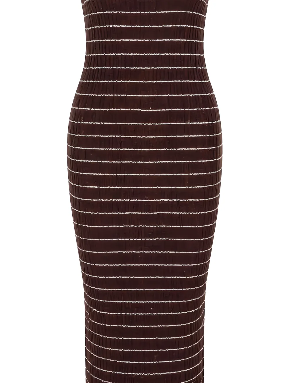 Elisabetta Franchi Gestreepte maxi-jurk met kettingbandje Bruin