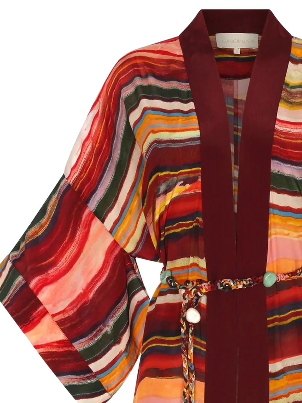 Carolina K Eden gestreepte kimono met ceintuur Rood