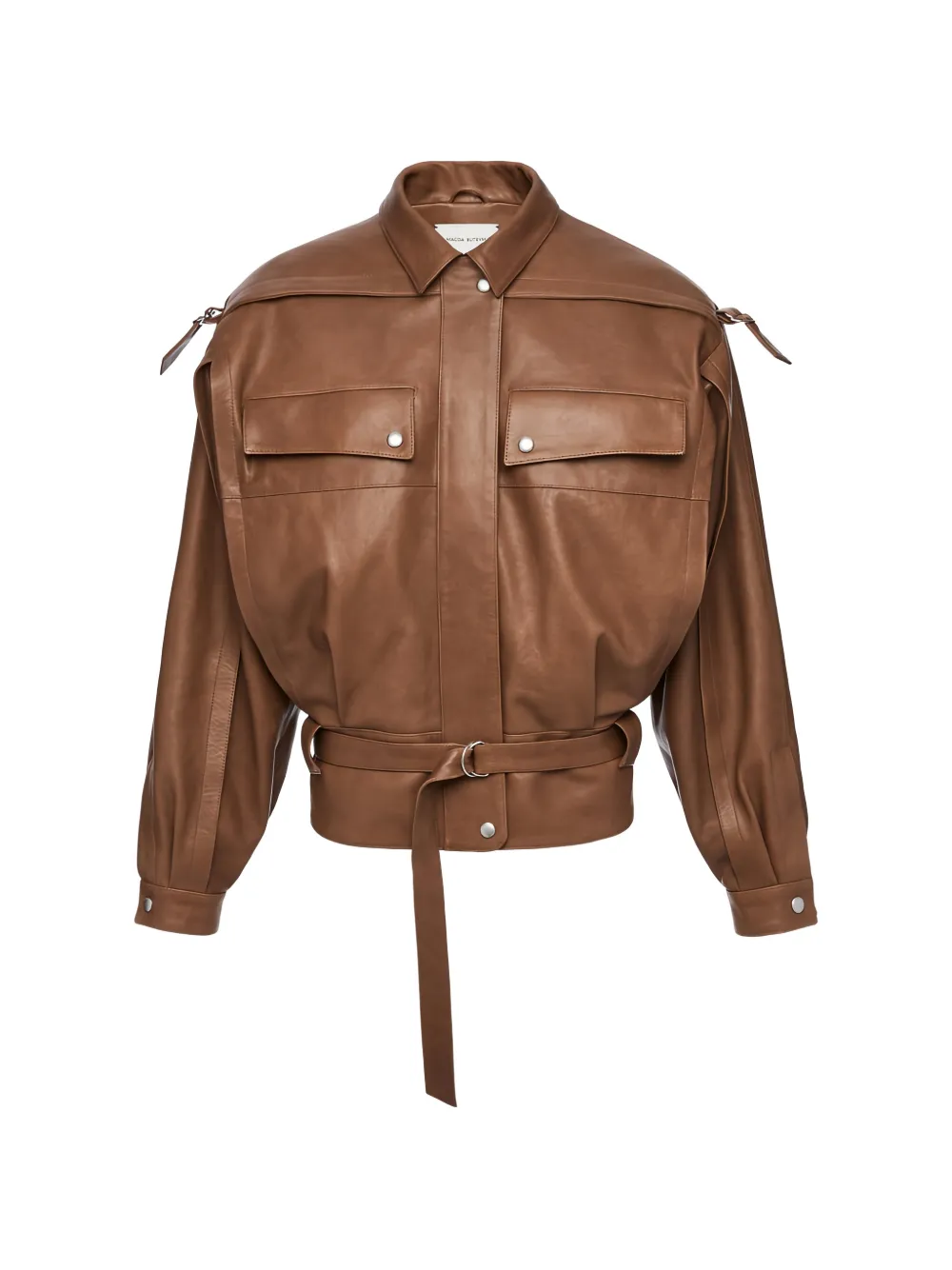 Magda Butrym belted leather jacket - Braun