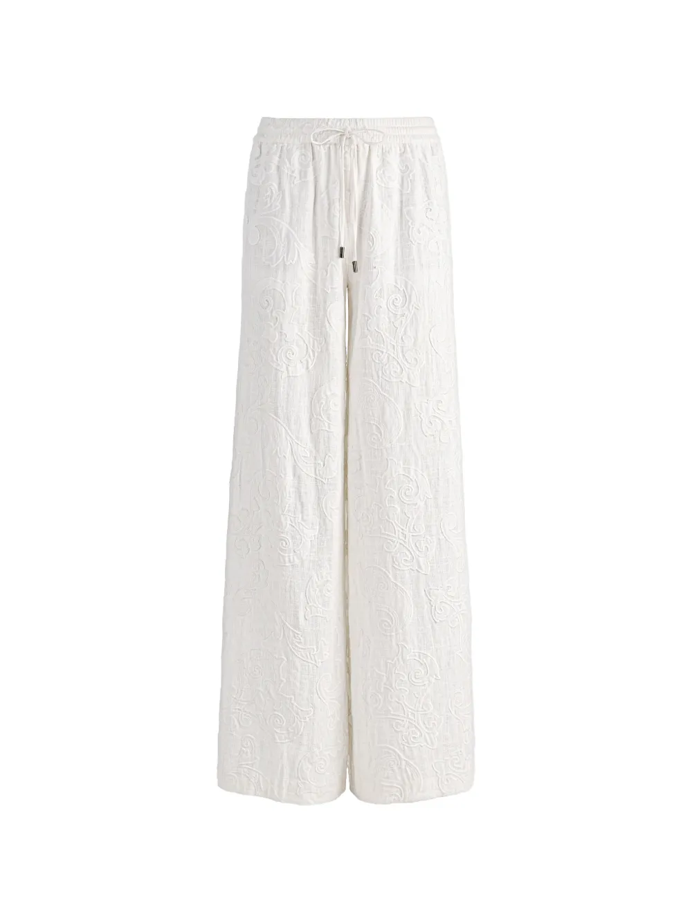 alice + olivia Ojai embroidered wide-leg trousers - Bianco