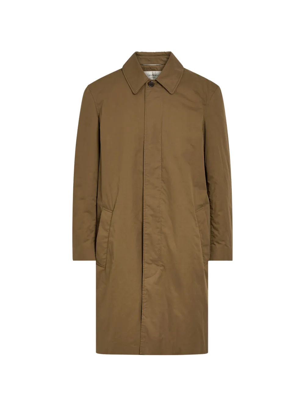 Saint Laurent concealed-front padded single breasted coat - Braun