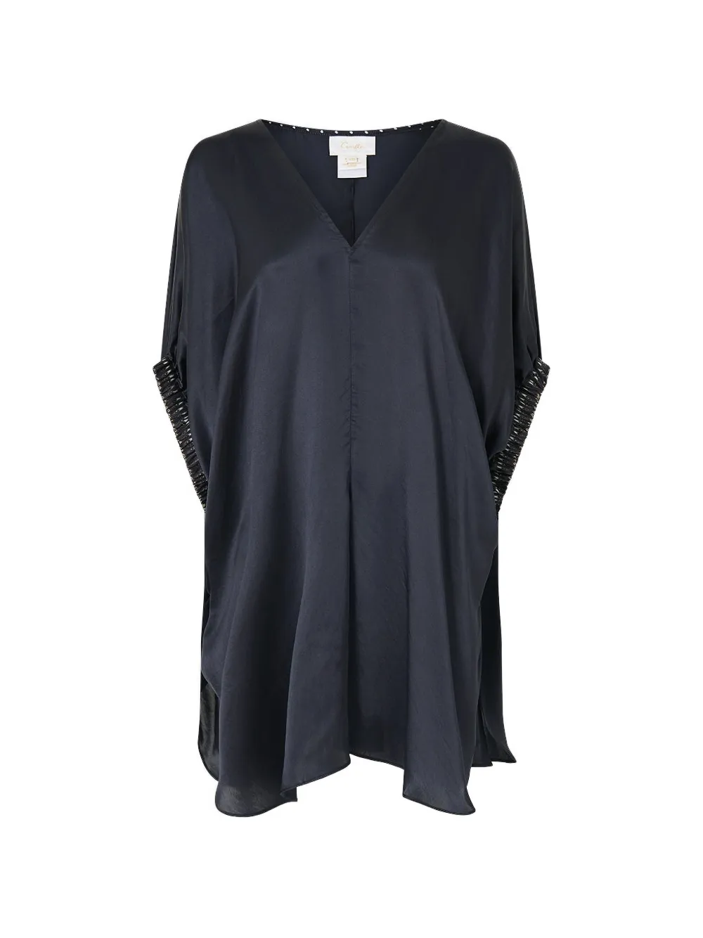 Camilla gathered-cuff V-neck top - Blu