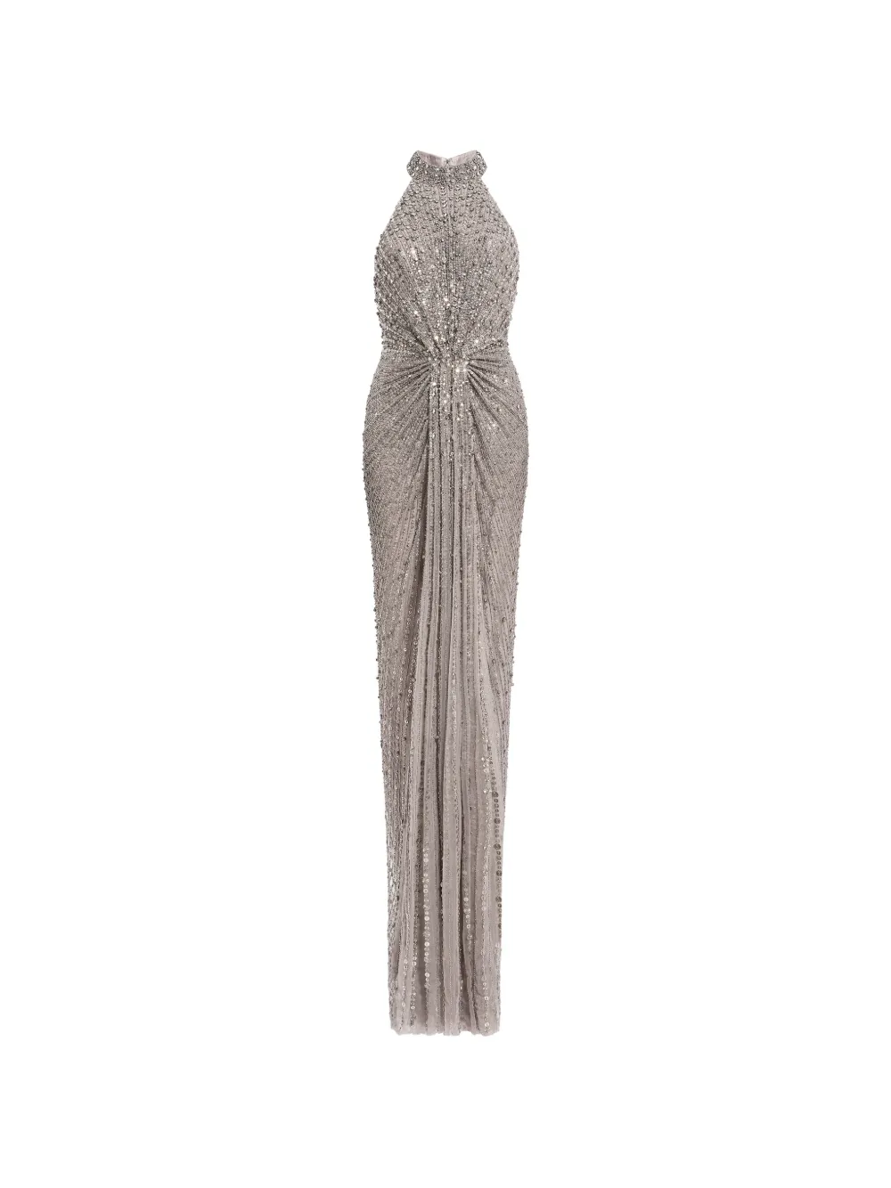 Jenny Packham Whisper halterneck long dress - Grey