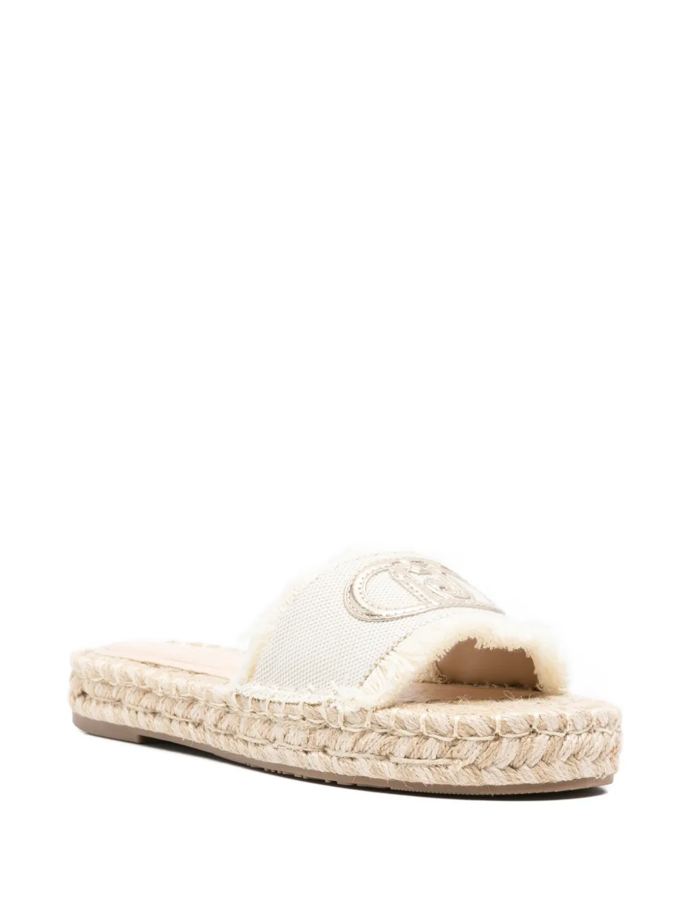LIU JO Paros logo-plaque frayed espadrilles Beige