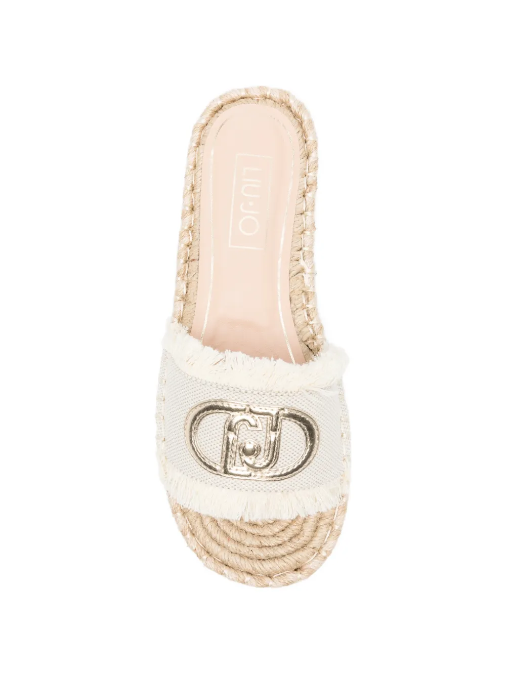 LIU JO Paros logo-plaque frayed espadrilles Beige