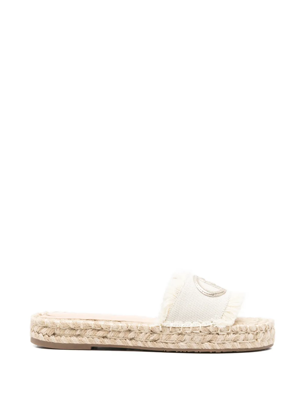 LIU JO Paros logo-plaque frayed espadrilles Beige