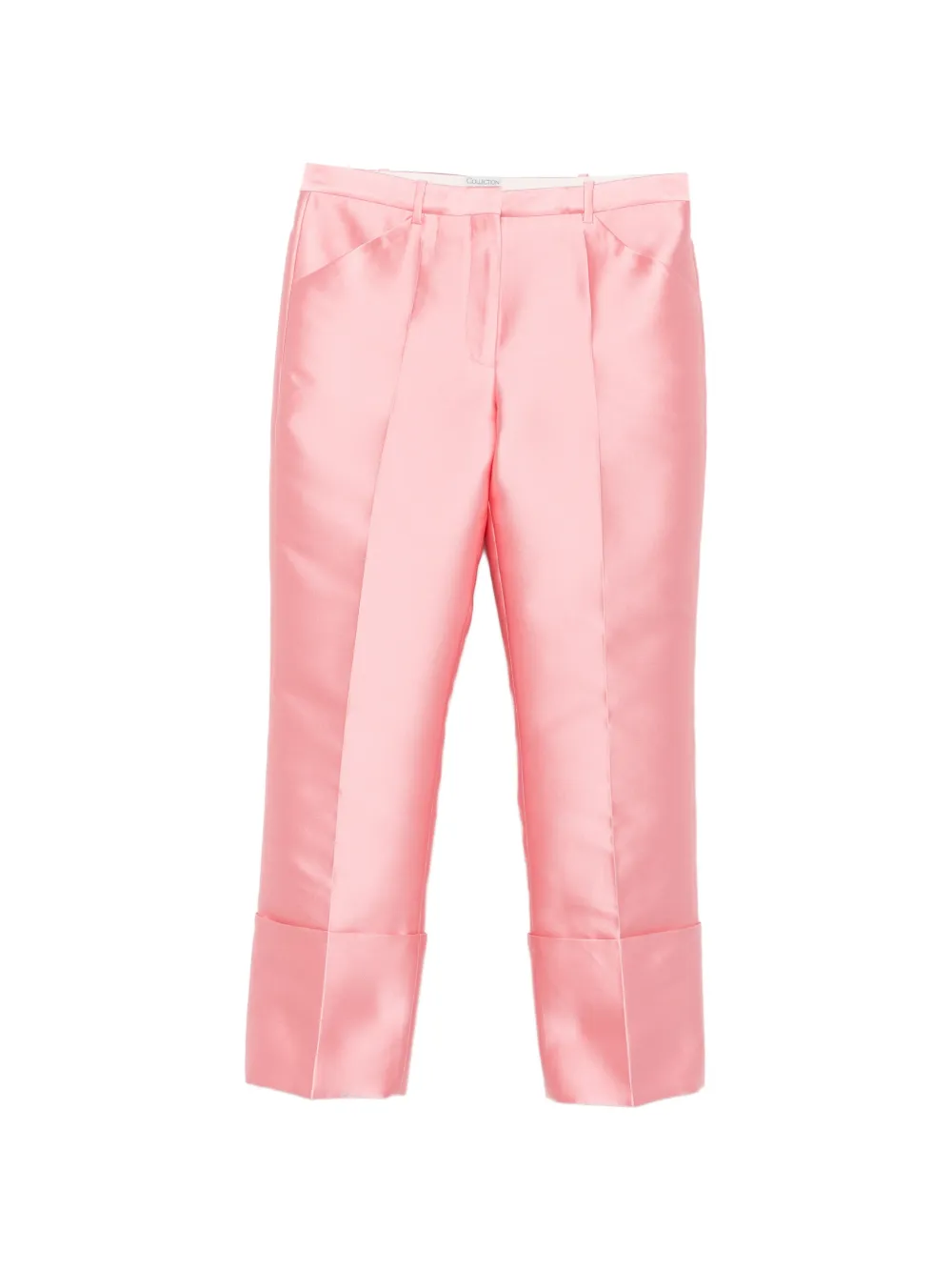 CALVIN KLEIN COLLECTION satin-finish turn-up-cuff trousers - Rosa