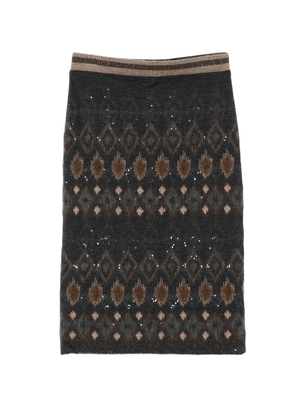 Brunello Cucinelli Vintage textured diamond-knit skirt - Nero