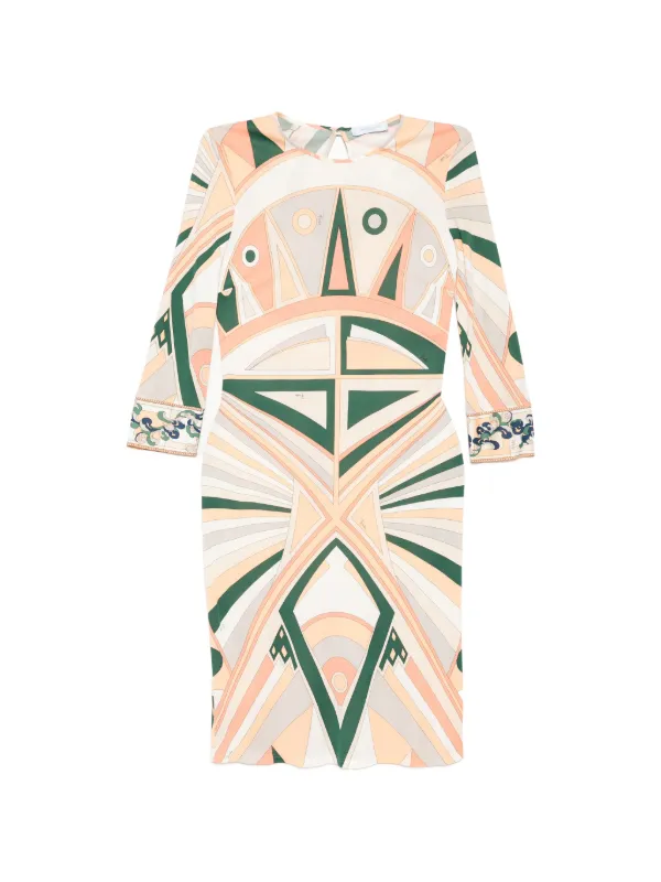 pucci midi dress 70421 auth EMILIO PUCCI light blue black white 2024 IRIDE CREPE MIDI Dress 42 M