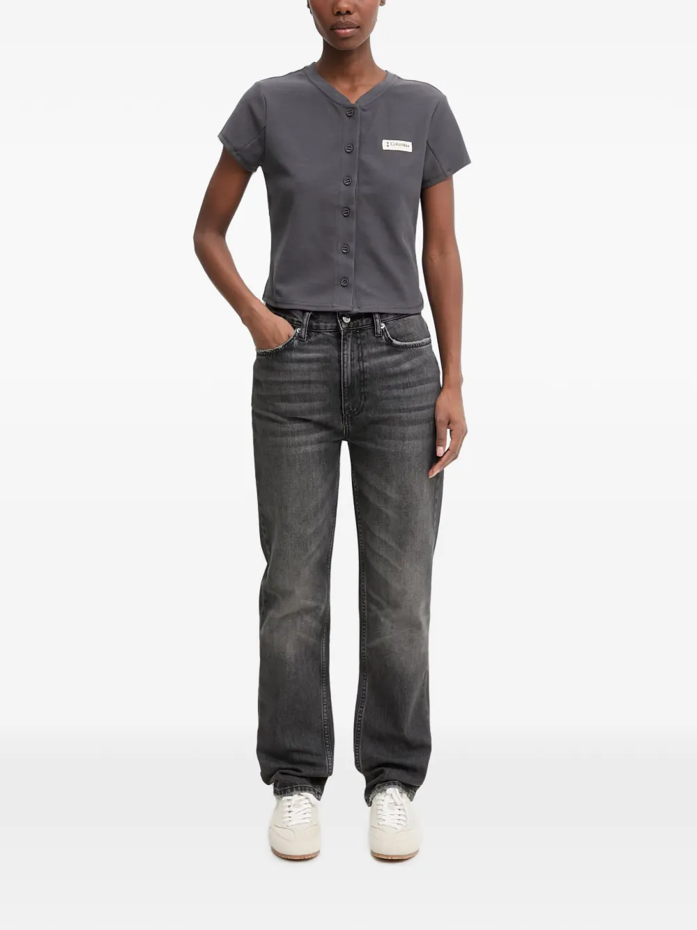 Columbia Acker Rock wafelgebreid T-shirt met logopatch Grijs