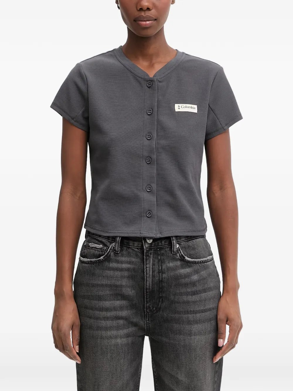 Columbia Acker Rock waffle-knit logo-patch T-shirt