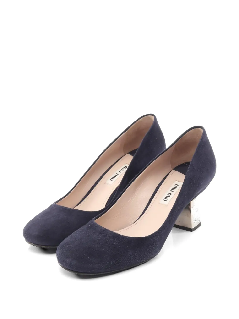 Miu Miu Pre-Owned 2010s jewel-embellished suede pumps - Blau