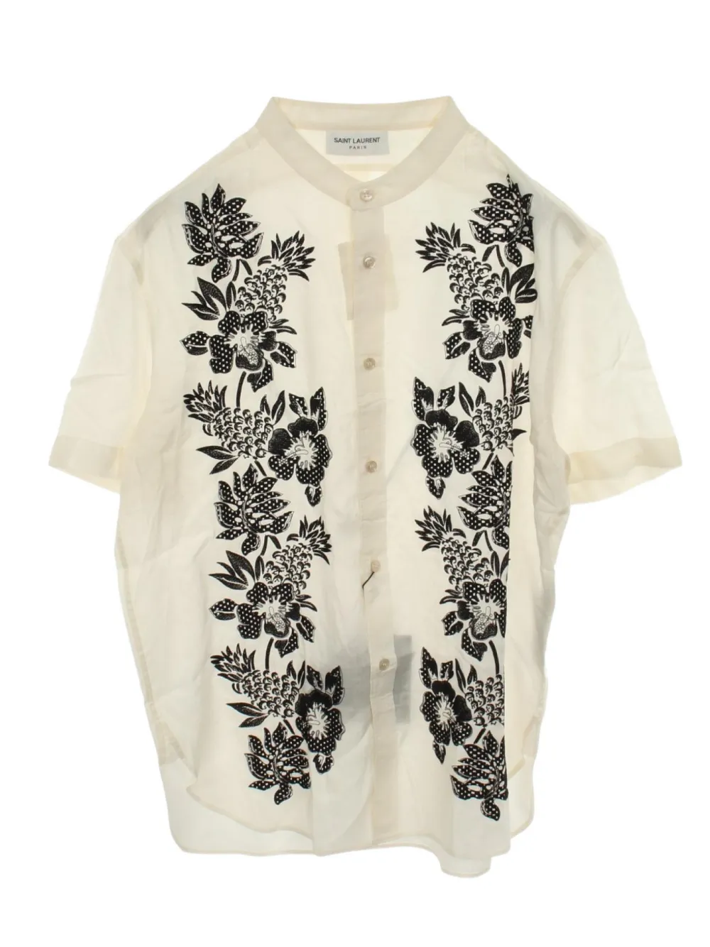Saint Laurent Pre-Owned flower-embroidered short-sleeve shirt - Toni neutri