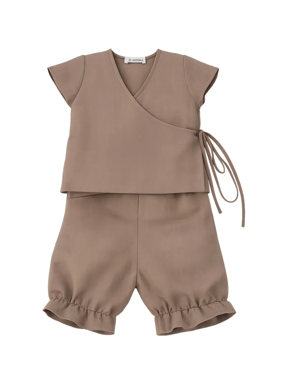 JESURUM BABY wrap-style trousers and blouse set - Marrone