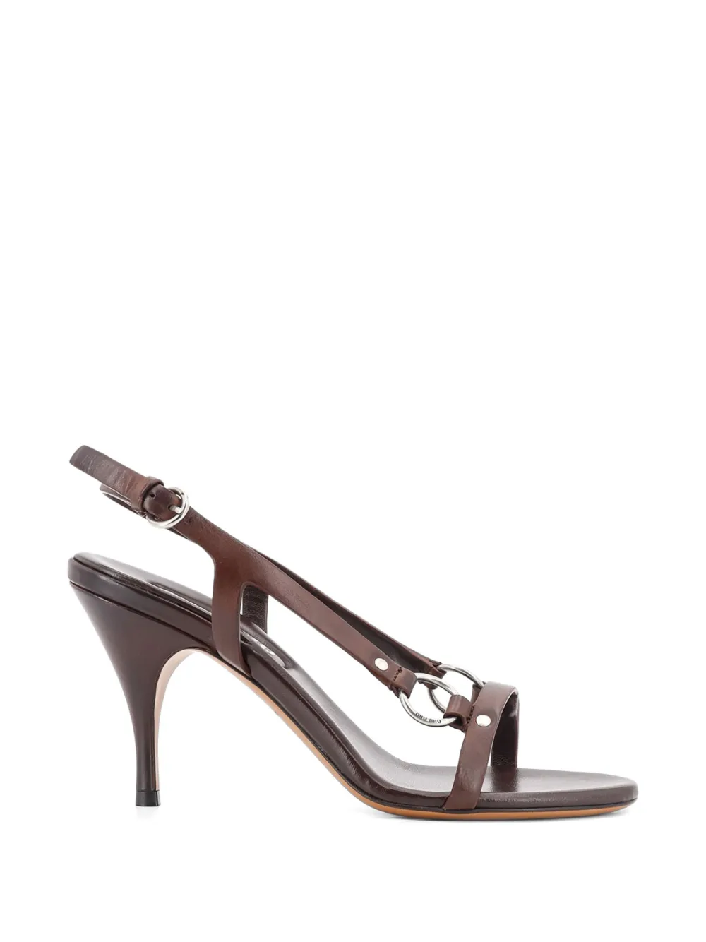 Miu 85mm ring-detail buckle-fastening heeled sandals Bruin