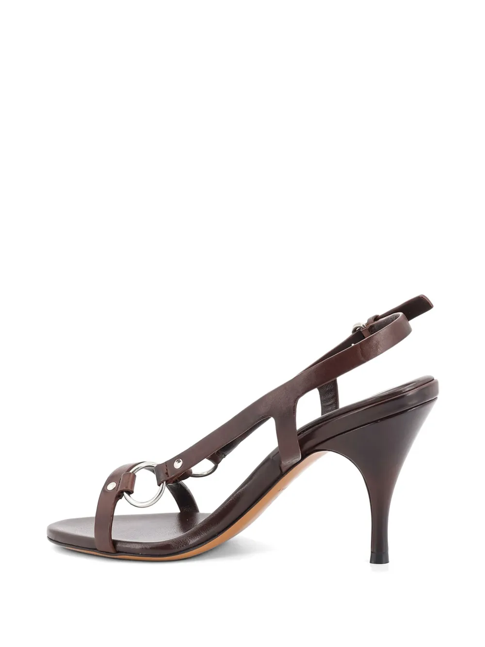 Miu 85mm ring-detail buckle-fastening heeled sandals Bruin