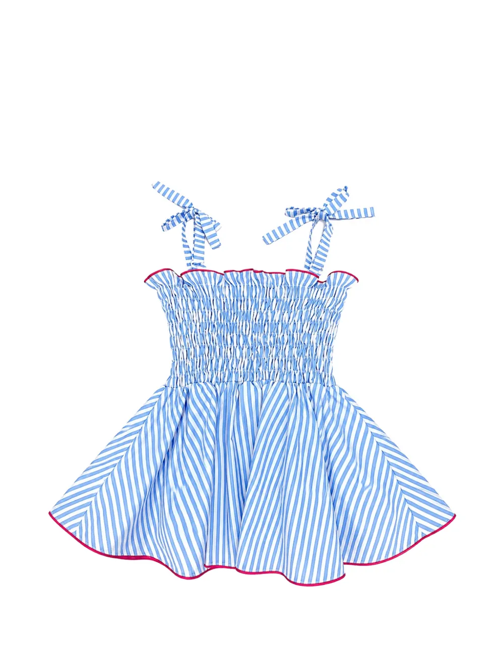 Stella Jean Kids Gestreepte gesmockte top Blauw