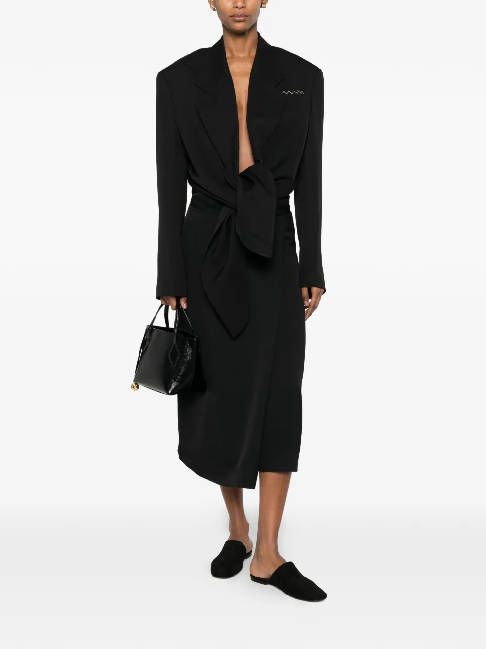 CALVIN KLEIN COLLECTION Geribbeld jack met gestrikte taille Zwart
