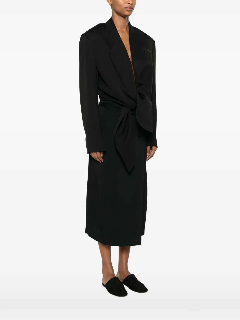 CALVIN KLEIN COLLECTION Geribbeld jack met gestrikte taille Zwart