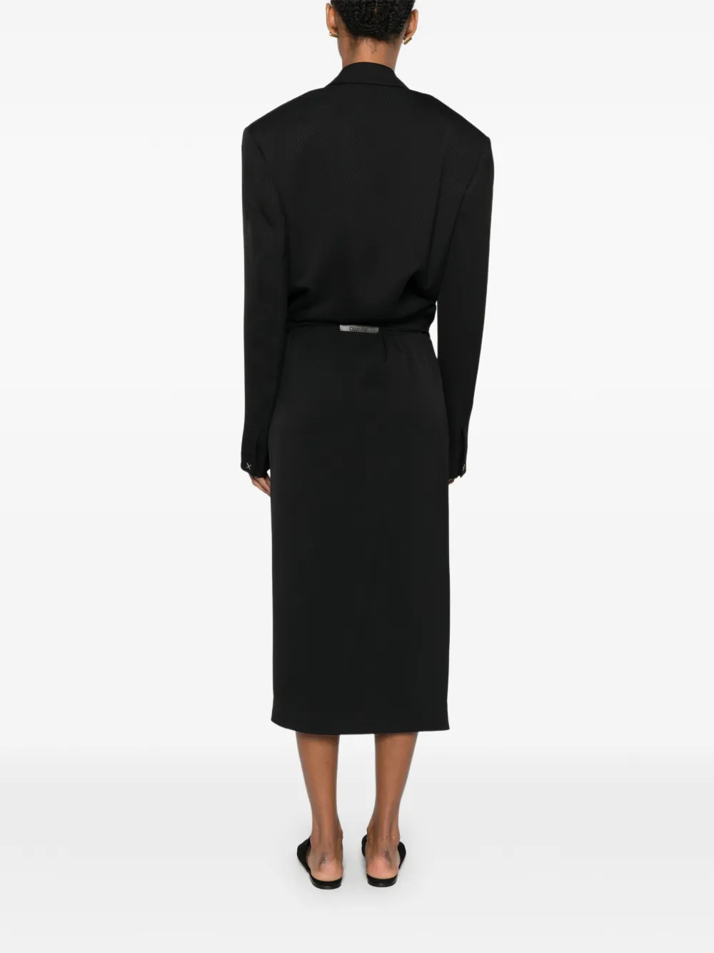 CALVIN KLEIN COLLECTION Geribbeld jack met gestrikte taille Zwart