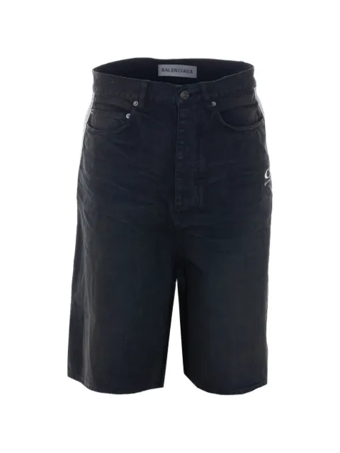 Balenciaga Short jeans com logo bordado