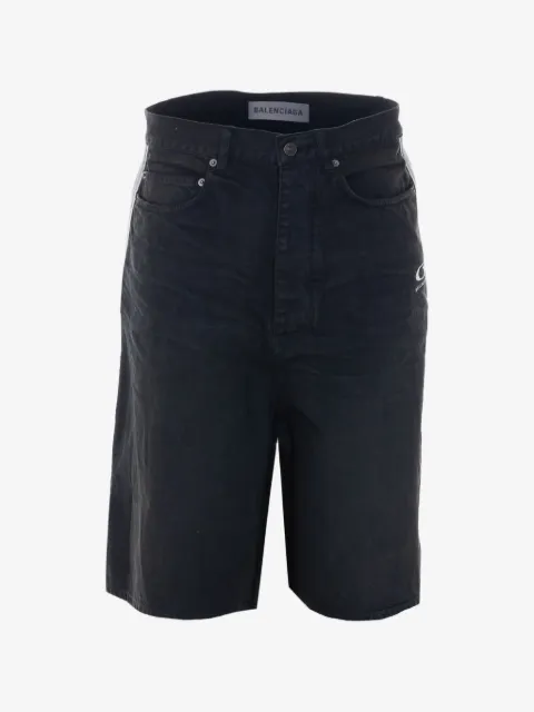 Balenciaga 로고 자수 데님 쇼츠