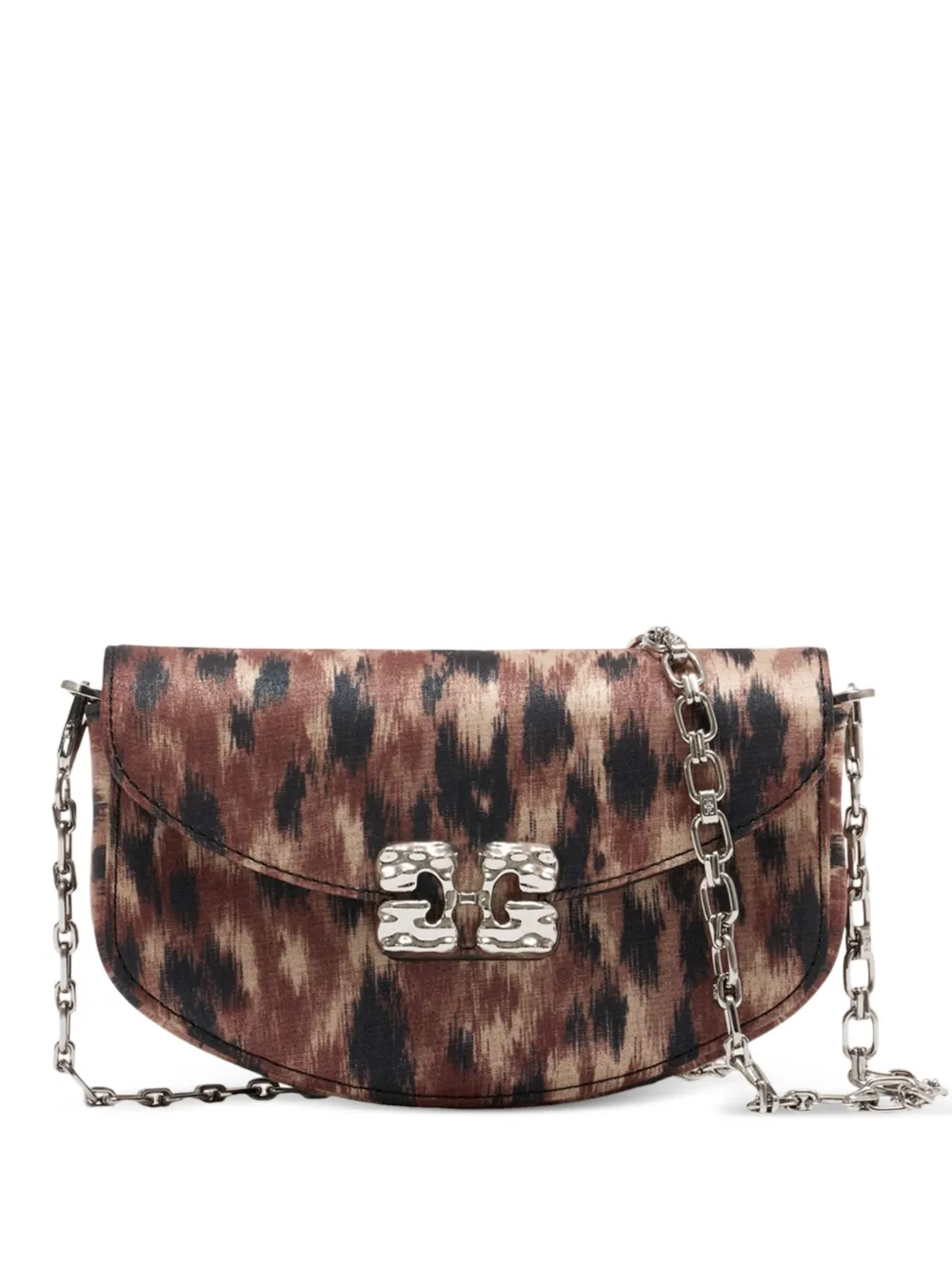 GANNI Lulu leopard-print crossbody bag - Marrone