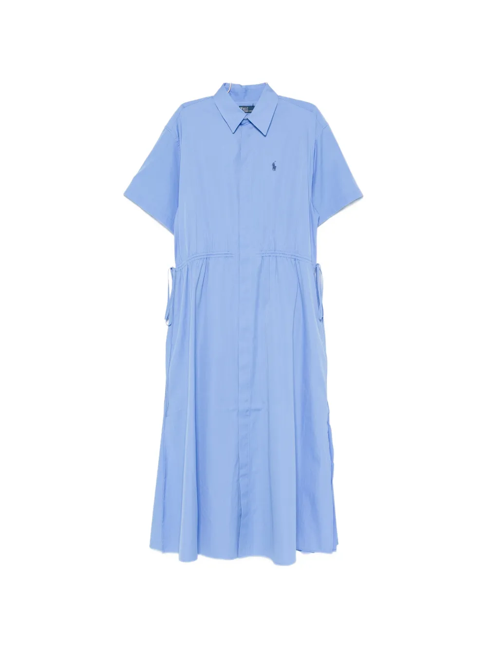 Polo Ralph Lauren logo-embroidered drawstring-waist midi shirt dress - Blau