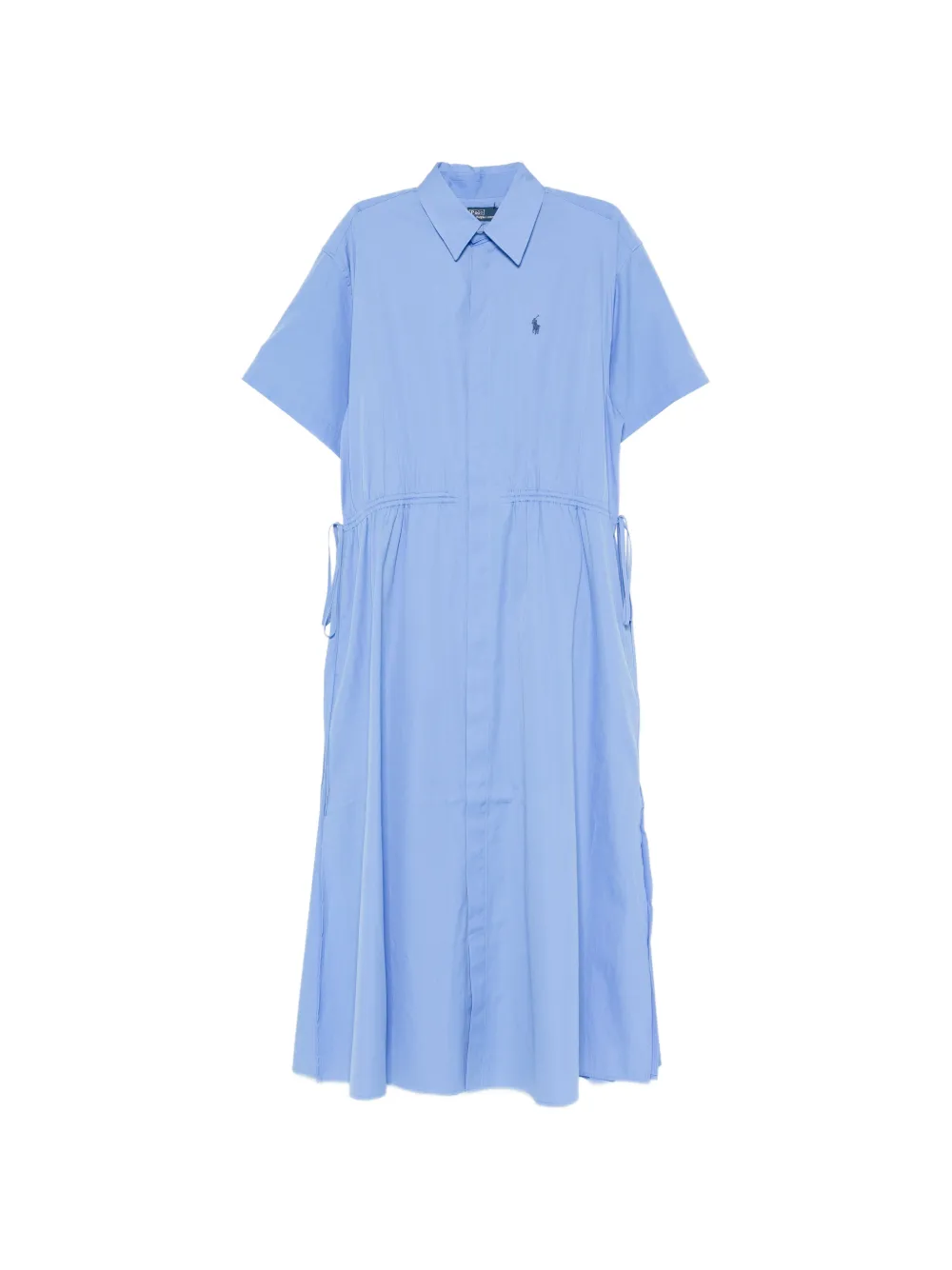 Polo Ralph Lauren logo-embroidered drawstring-waist midi shirt dress - Blu