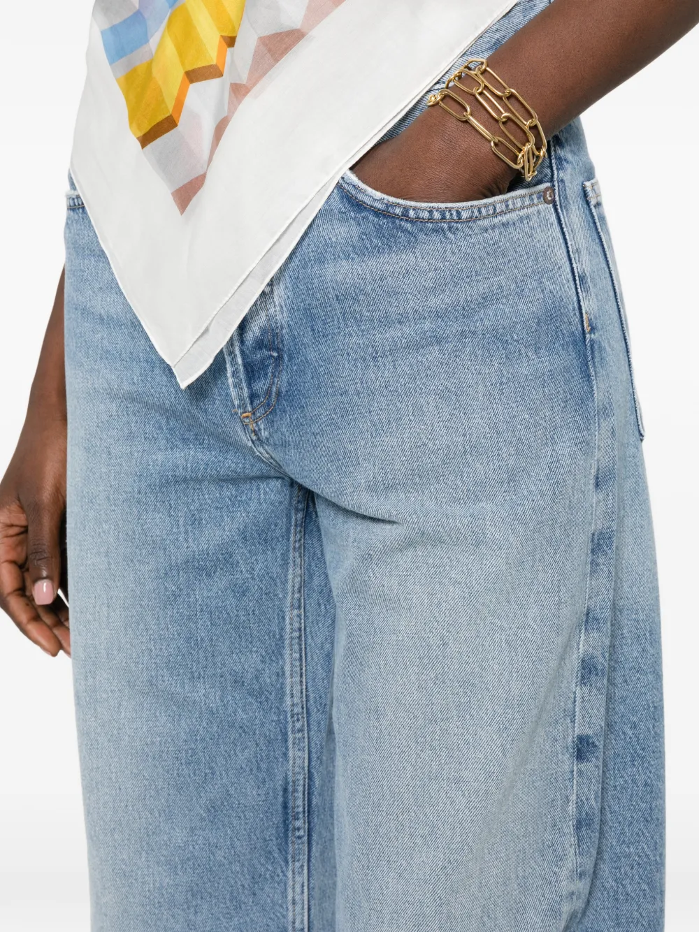 AGOLDE Broek met wijde pijpen Blauw