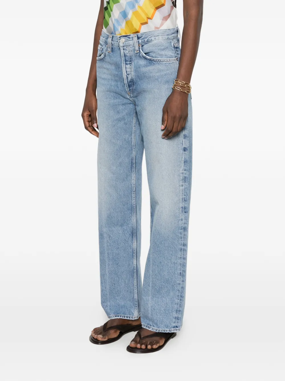 AGOLDE Broek met wijde pijpen Blauw
