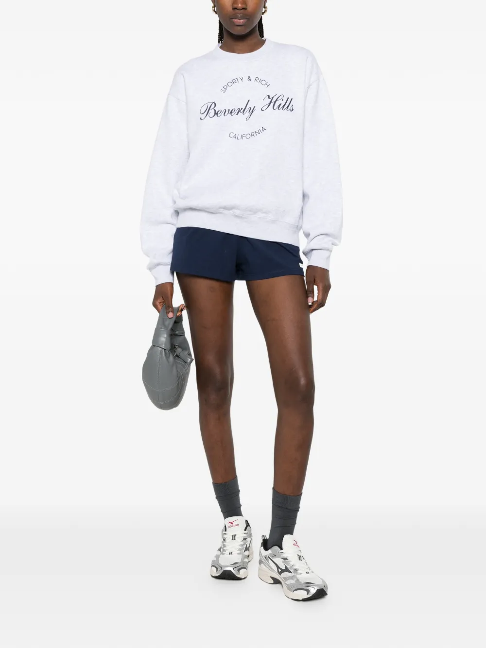 Sporty & Rich Beverly Hills hoodie met logoprint Grijs
