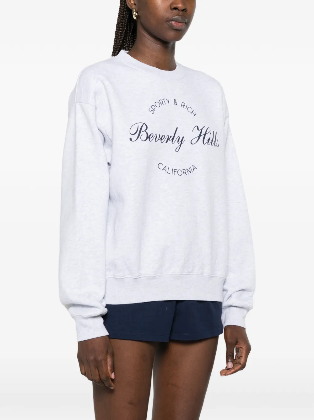 Sporty & Rich Beverly Hills hoodie met logoprint Grijs