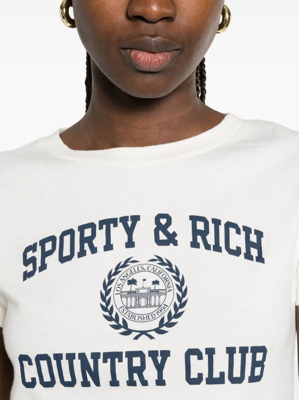 Sporty & Rich Poly T-shirt met logoprint Beige