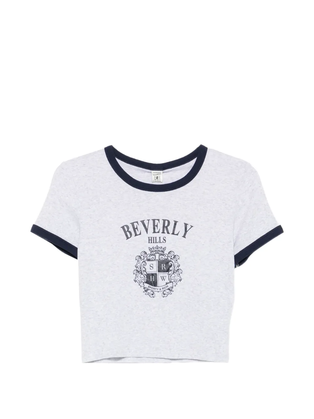 Sporty & Rich logo-print ringer T-shirt - Grigio