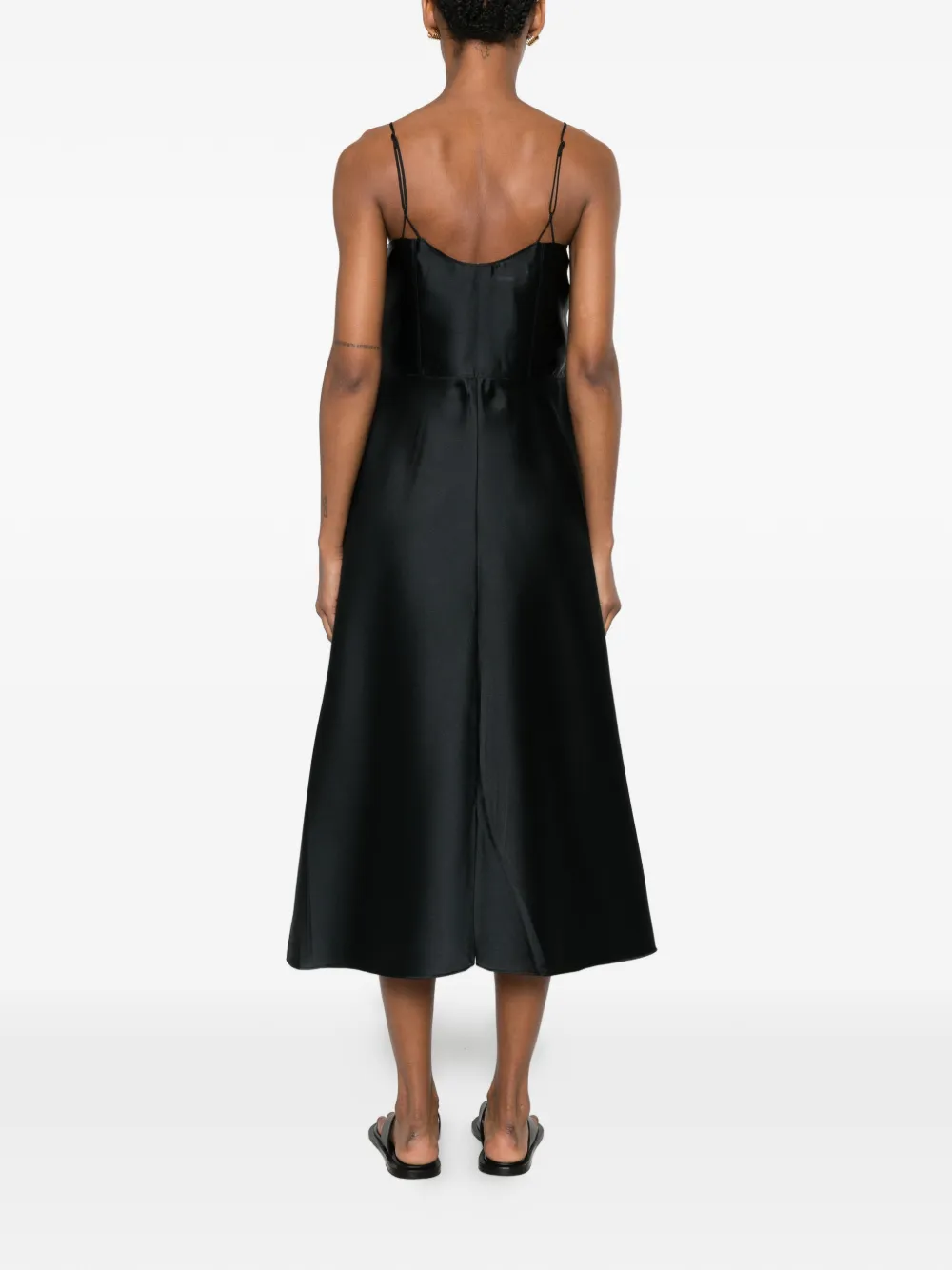 CALVIN KLEIN COLLECTION Fia midi-jurk met spaghettibandjes en vlakken Zwart