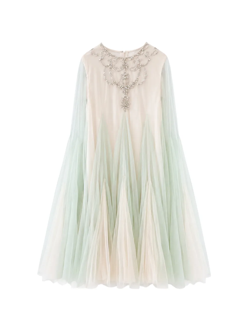 MAISON AVA crystal-embellished tulle-panelled dress - Toni neutri