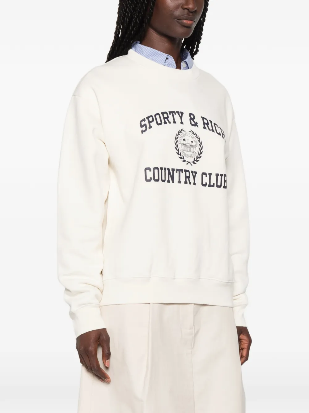 Sporty & Rich Katoenen sweater met logoprint Beige