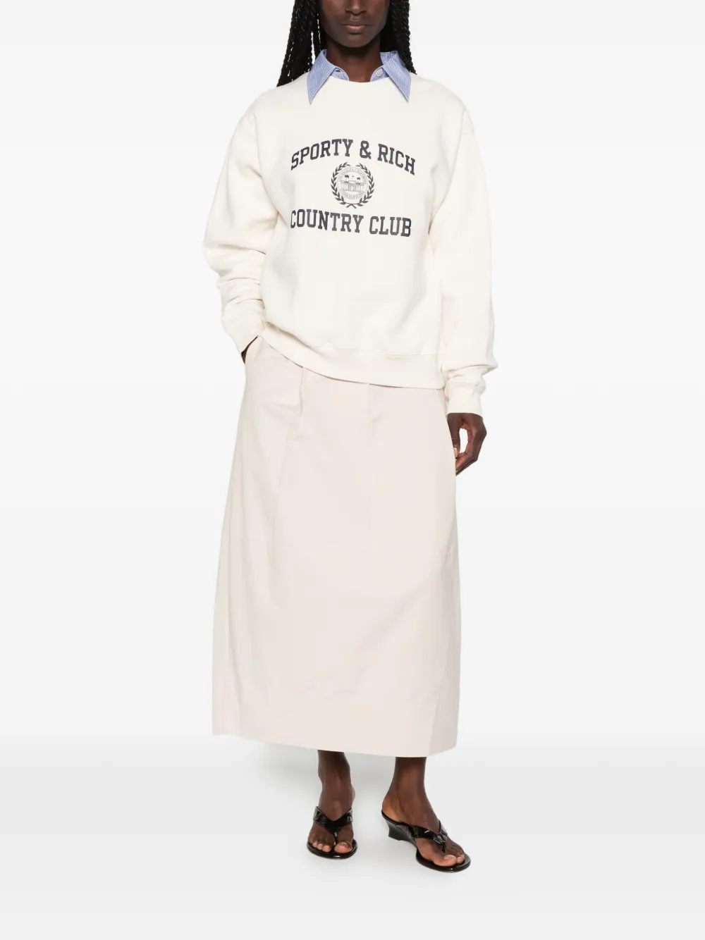 Sporty & Rich Katoenen sweater met logoprint Beige