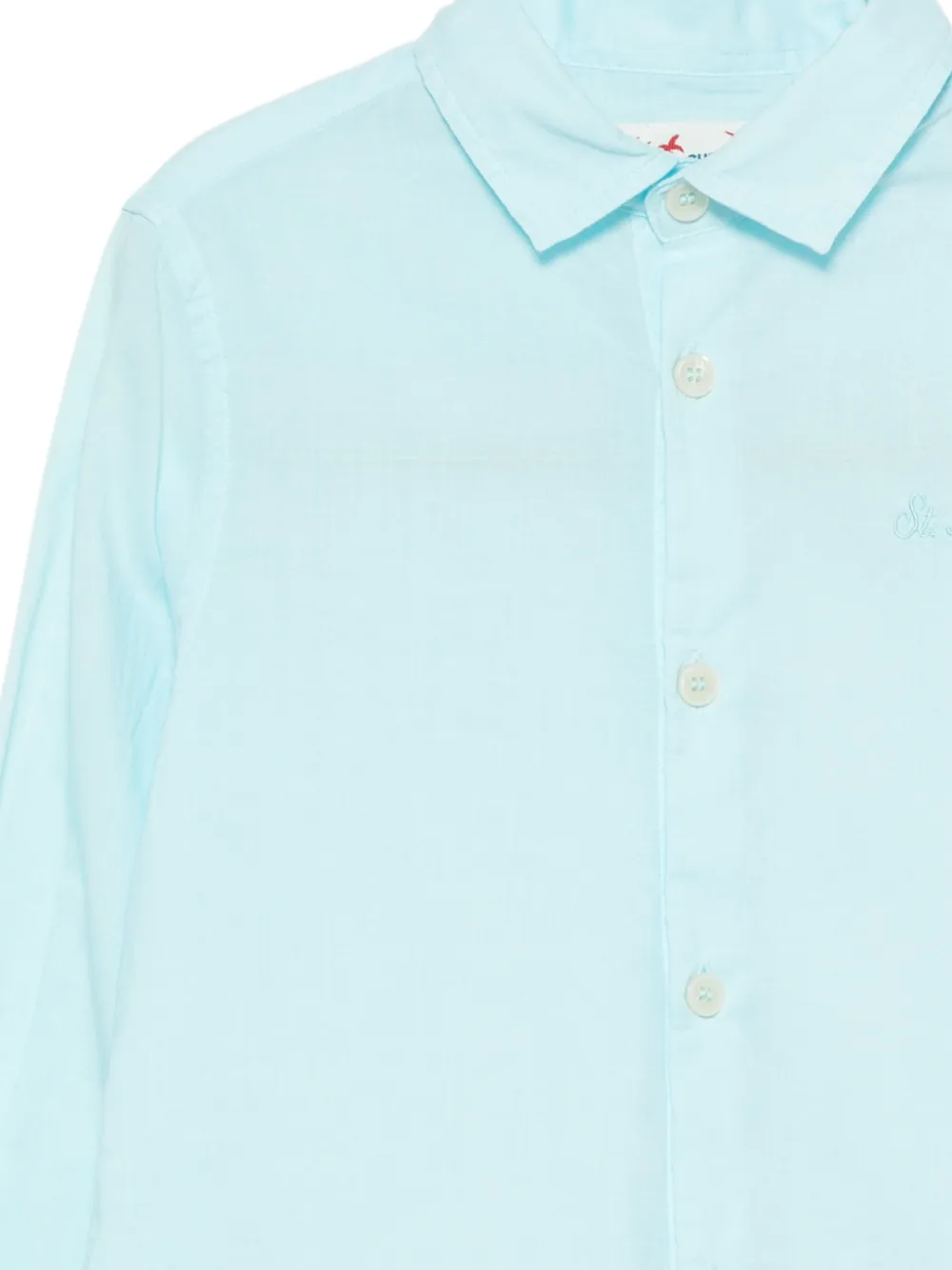 MC2 Saint Barth Kids Chemise Ice overhemd met geborduurd logo Blauw